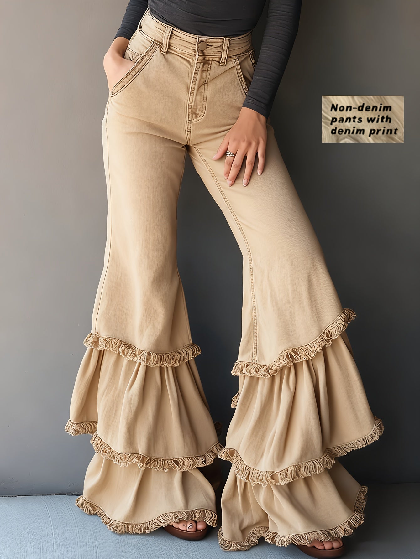 Women’s Casual Flare Pants – Soft Knit All-Season Trousers with Pockets