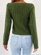 Women’s Sexy V-Neck Knit Sweater – Cross-Front Winter Pullover
