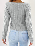 Women’s Sexy V-Neck Knit Sweater – Cross-Front Winter Pullover