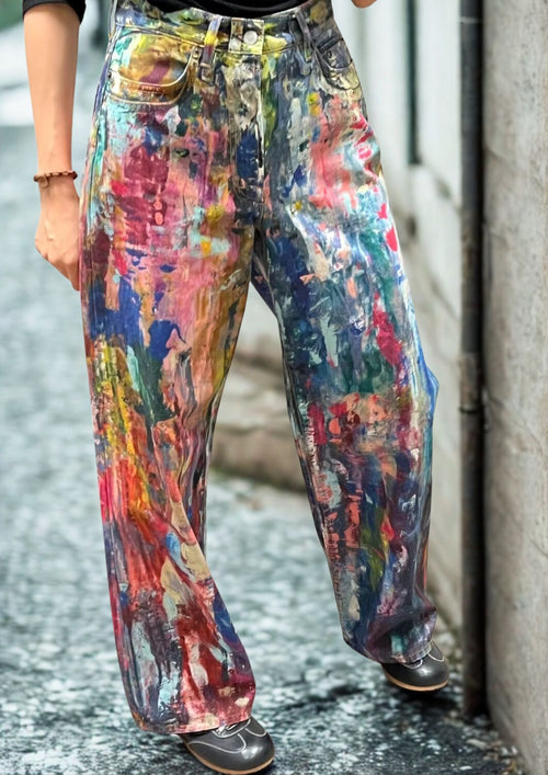 Hand-Painted Wide-Leg Jeans