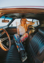 Hand-Painted Wide-Leg Jeans