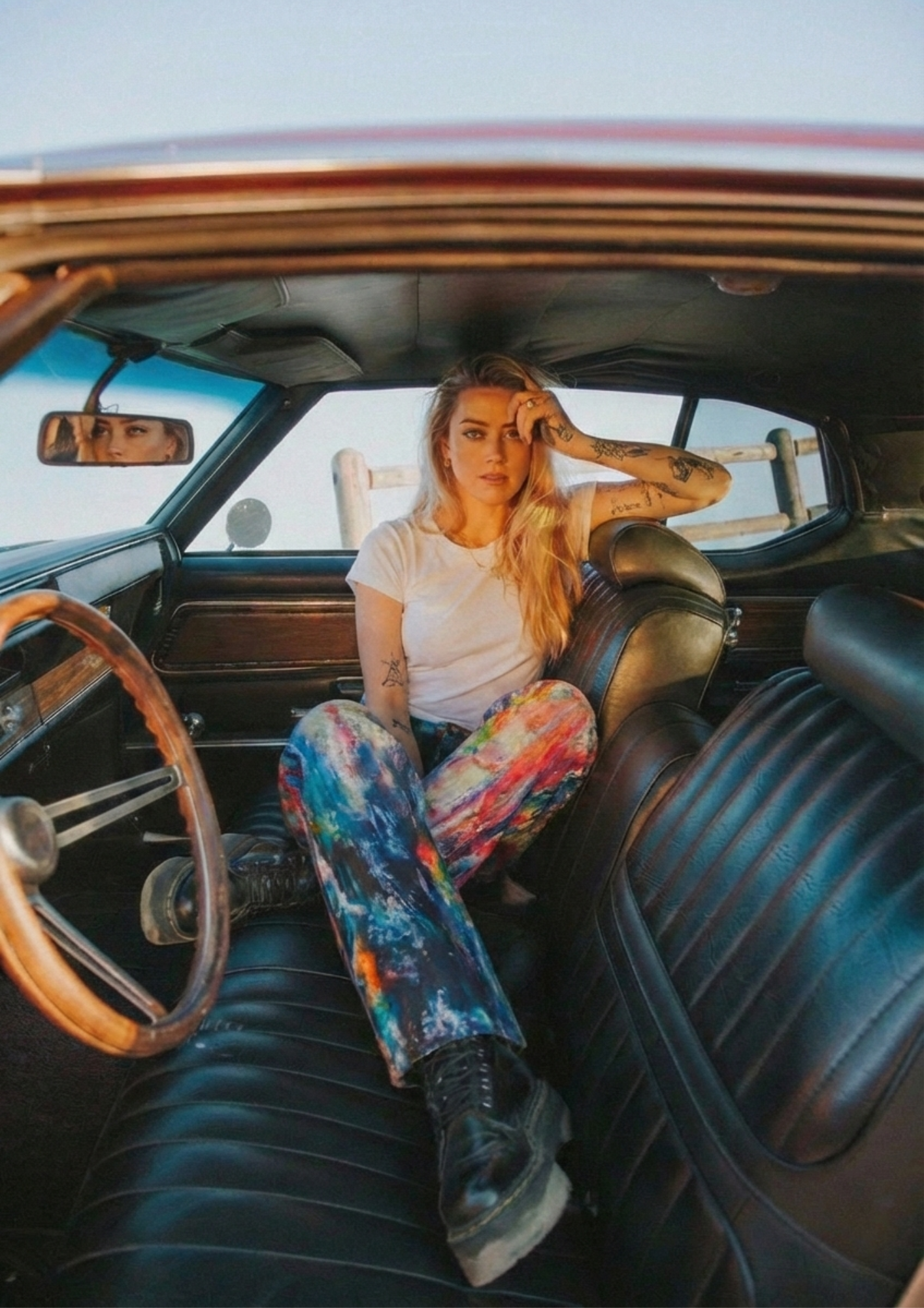 Hand-Painted Wide-Leg Jeans