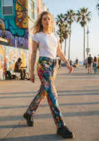 Hand-Painted Wide-Leg Jeans