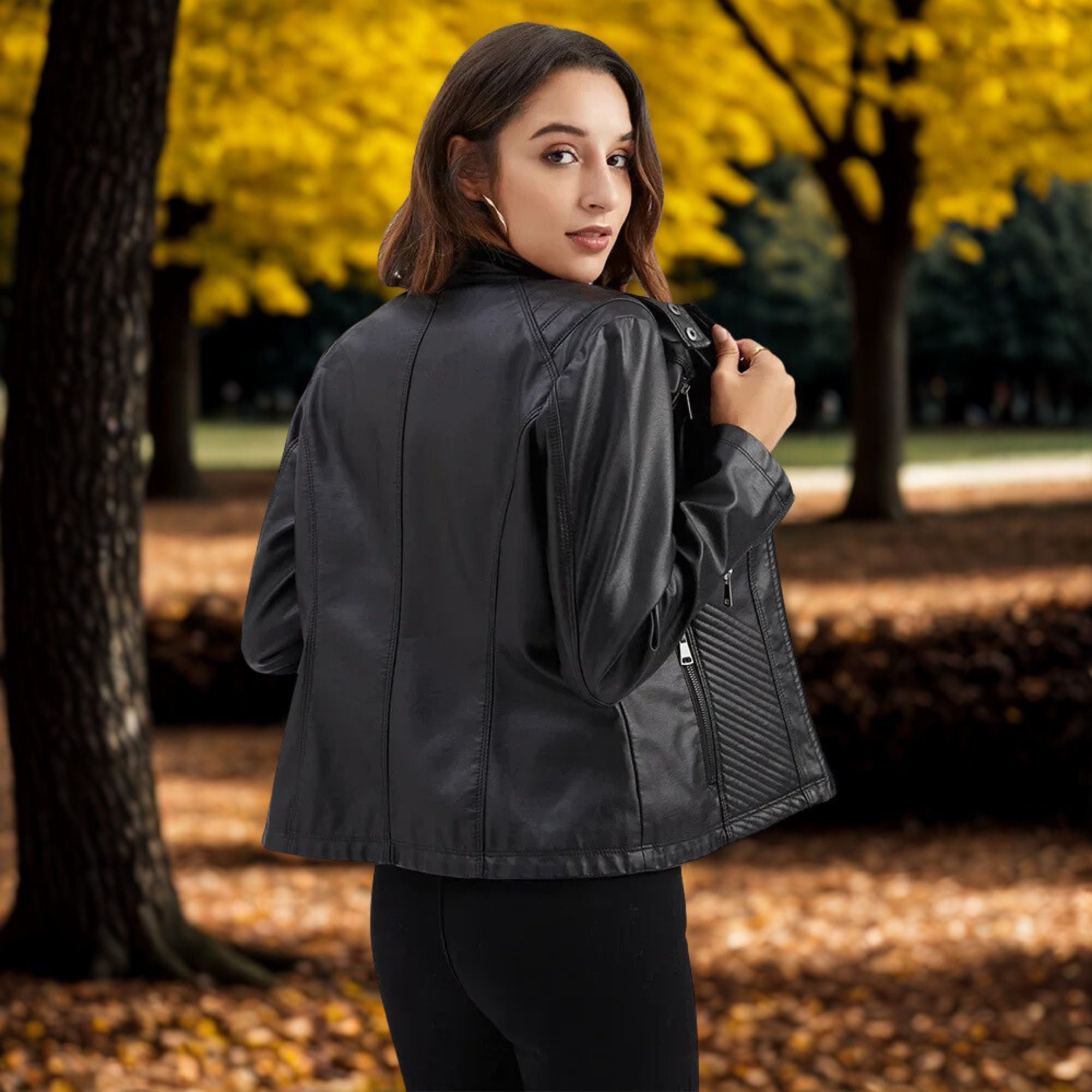 Women’s Lightweight Faux Leather Jacket – Casual Spring/Summer Outerwear