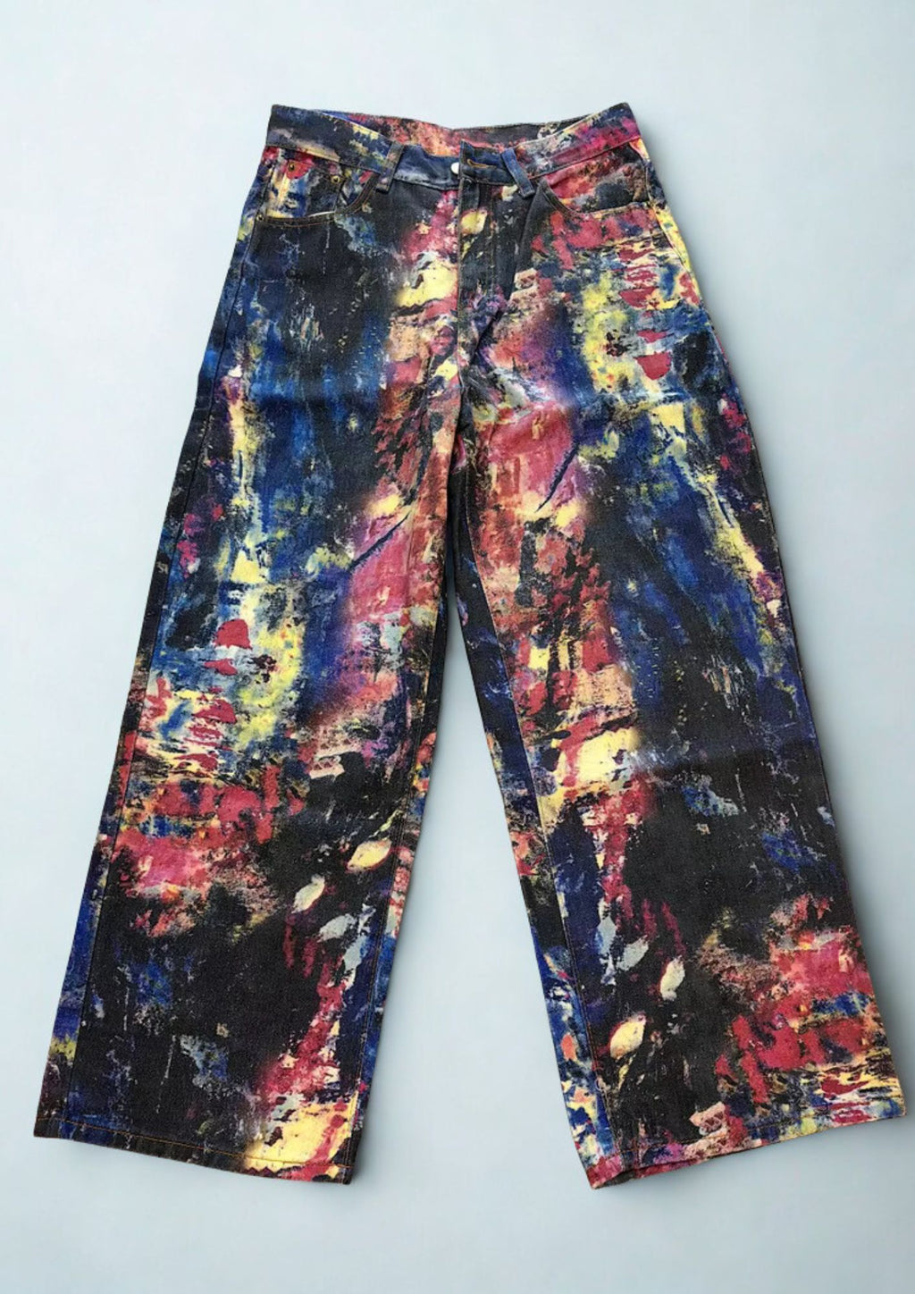 Hand-Painted Wide-Leg Jeans