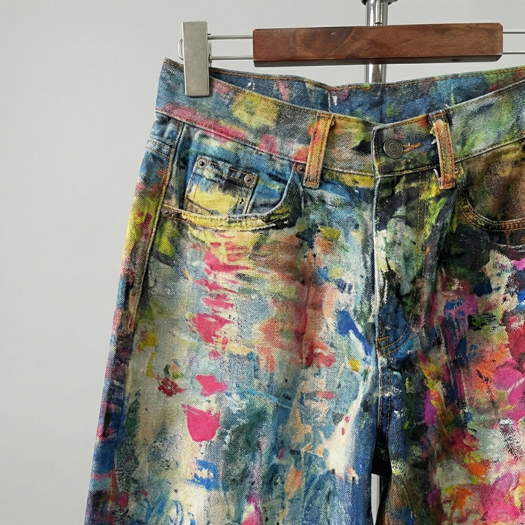 Women’s Loose Wide-Leg Jeans – Sand-Washed Street Denim Pants