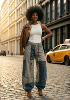 Women’s Color-Block Wide-Leg Pants – Relaxed Vacation Statement Trousers