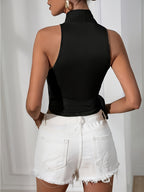 Women’s Sexy Criss-Cross Neck Top – Stretch Knit All-Season Essential