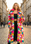 Women’s Long Faux Fur Coat – Wide-Waisted Warm Autumn/Winter Outerwear
