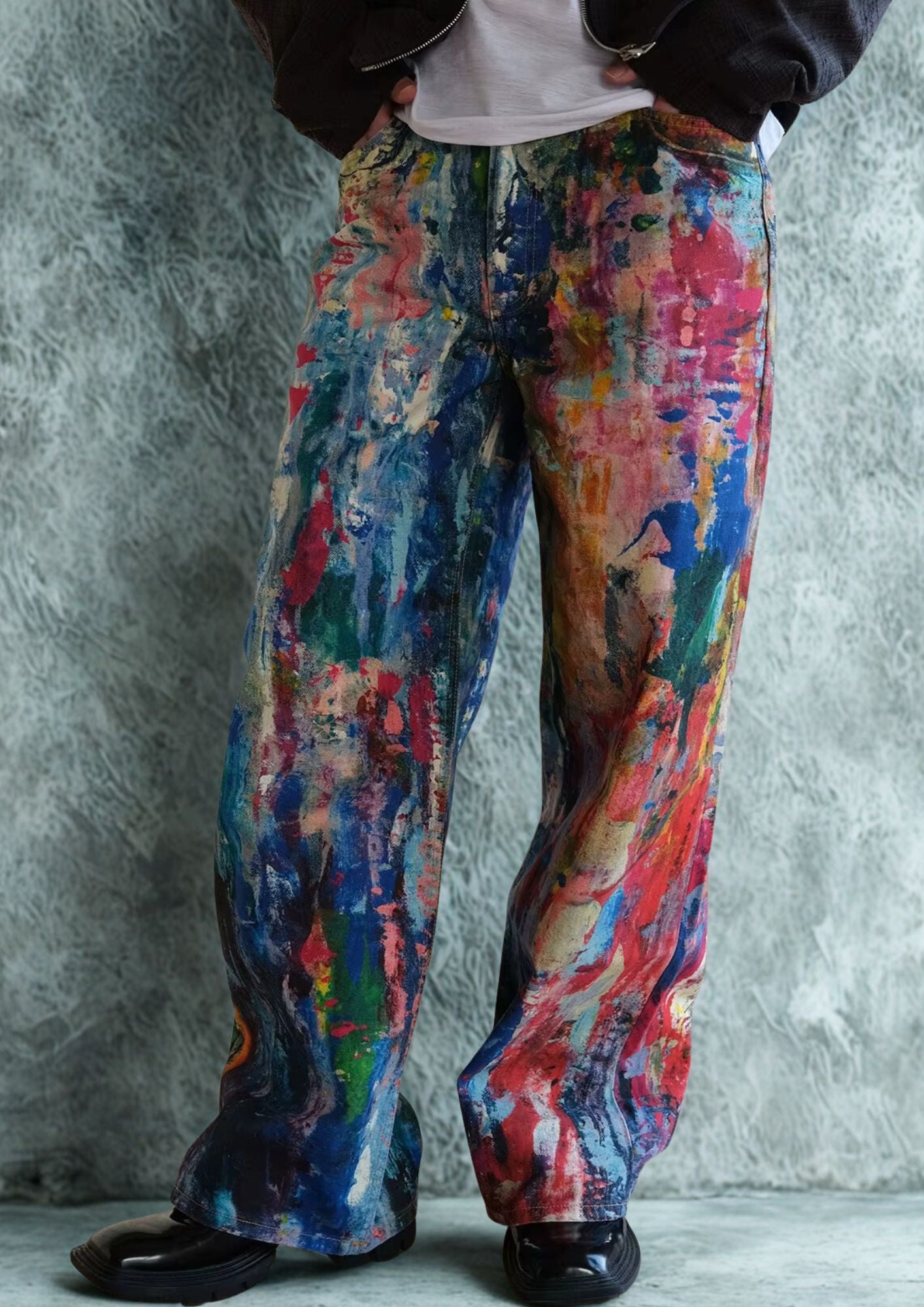 Hand-Painted Wide-Leg Jeans