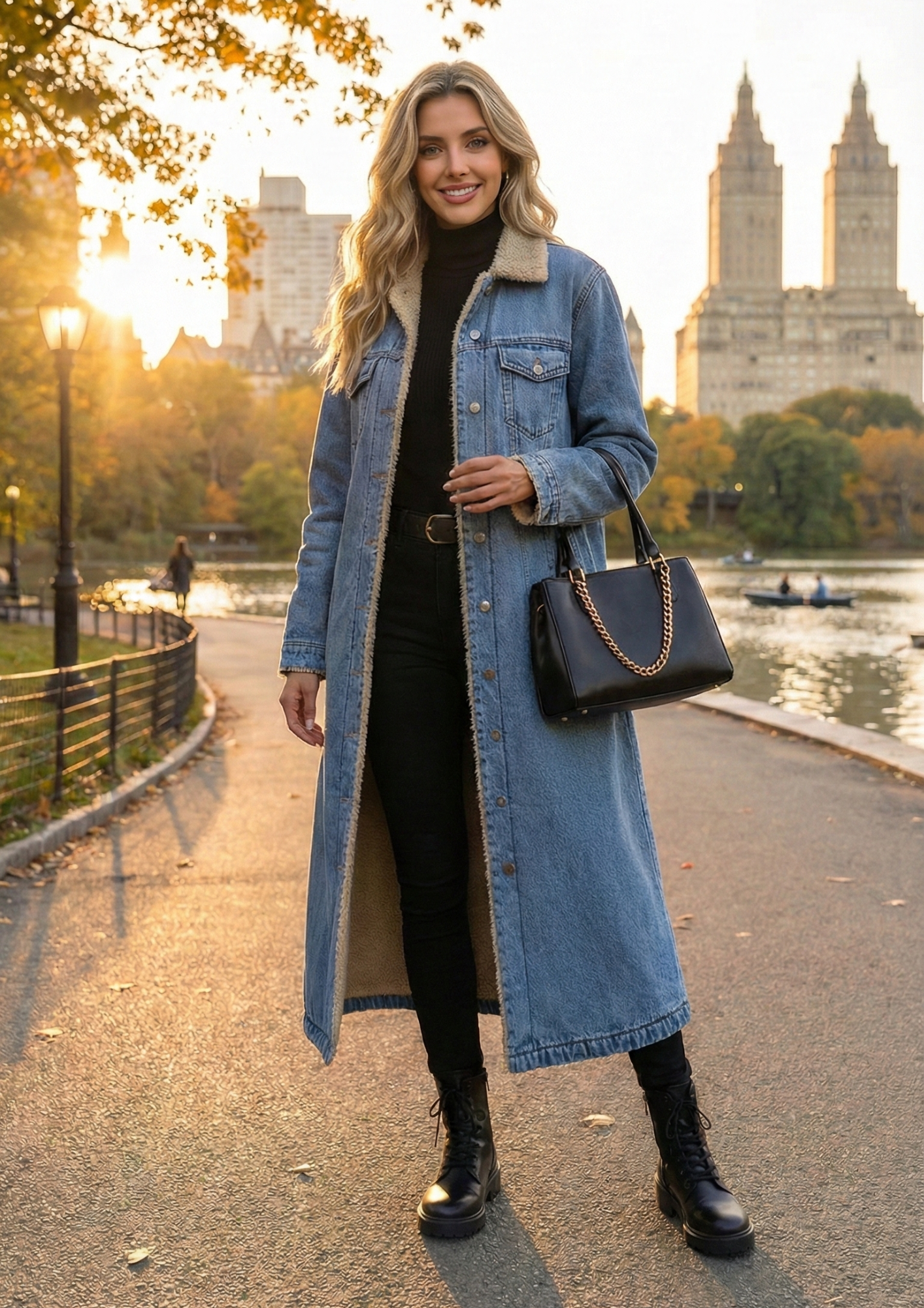 Women’s Long Faux Fur Coat – Slim Fit Warm Autumn/Winter Outerwear