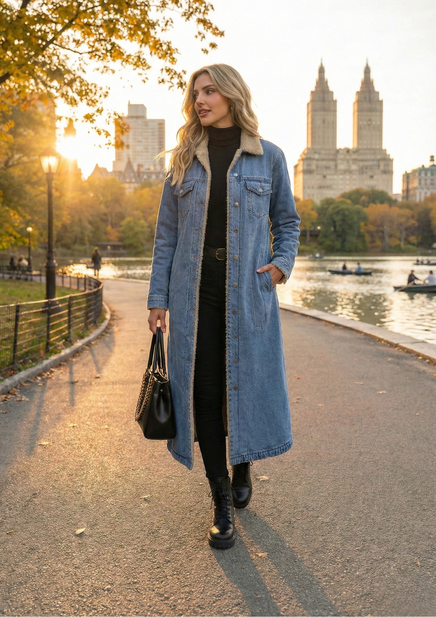 Women’s Long Faux Fur Coat – Slim Fit Warm Autumn/Winter Outerwear