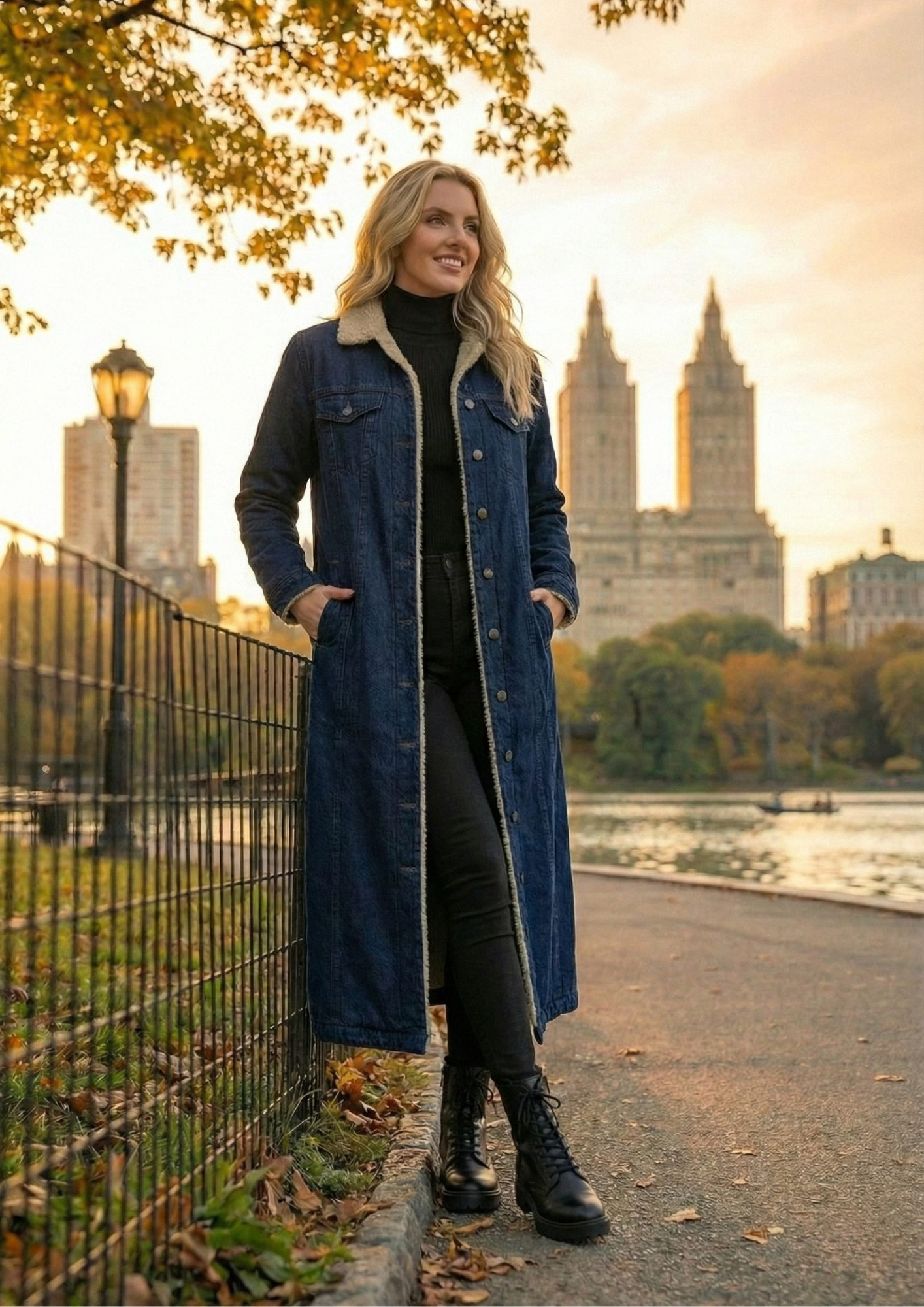 Women’s Long Faux Fur Coat – Slim Fit Warm Autumn/Winter Outerwear