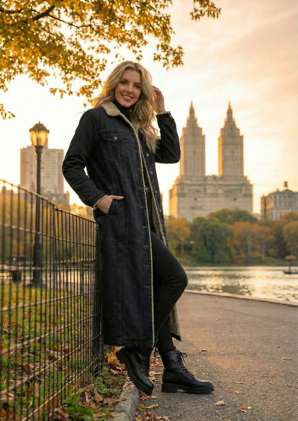 Women’s Long Faux Fur Coat – Slim Fit Warm Autumn/Winter Outerwear