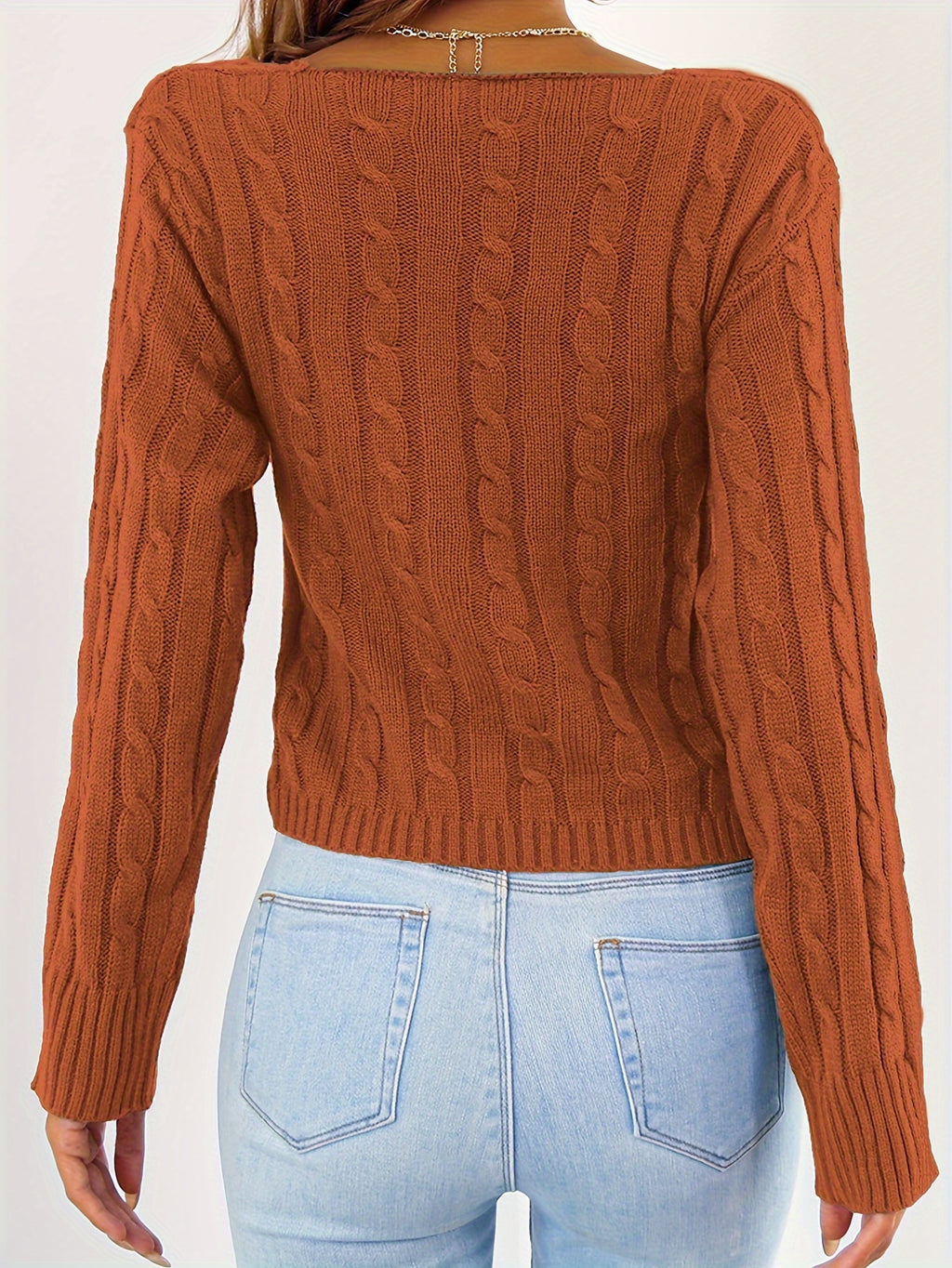 Women’s Sexy V-Neck Knit Sweater – Cross-Front Winter Pullover