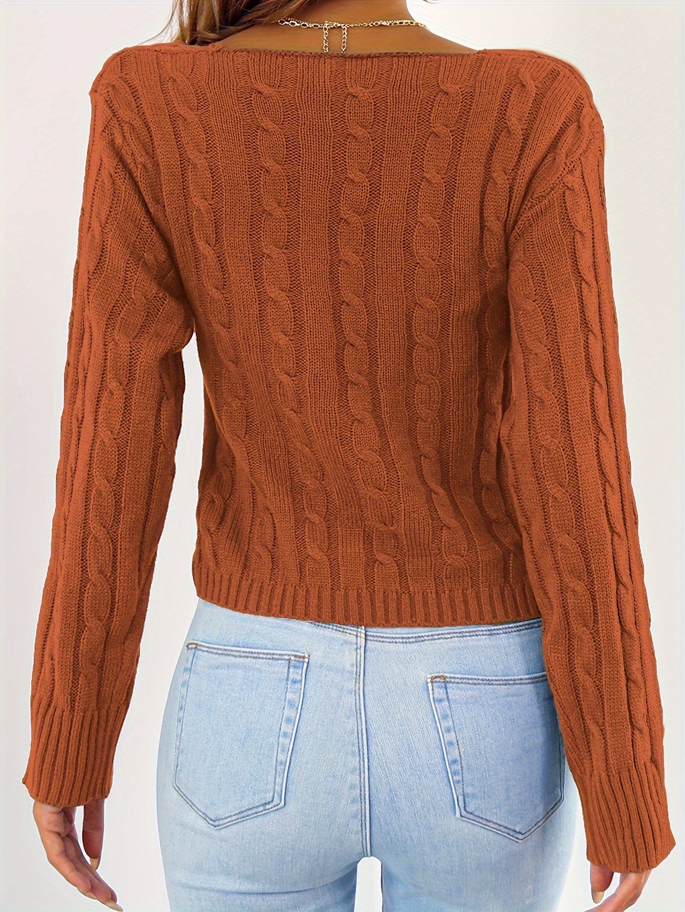 Women’s Sexy V-Neck Knit Sweater – Cross-Front Winter Pullover