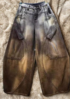 Women’s High-Street Straight-Leg Jeans – Vintage Wash Mid-Waist Denim