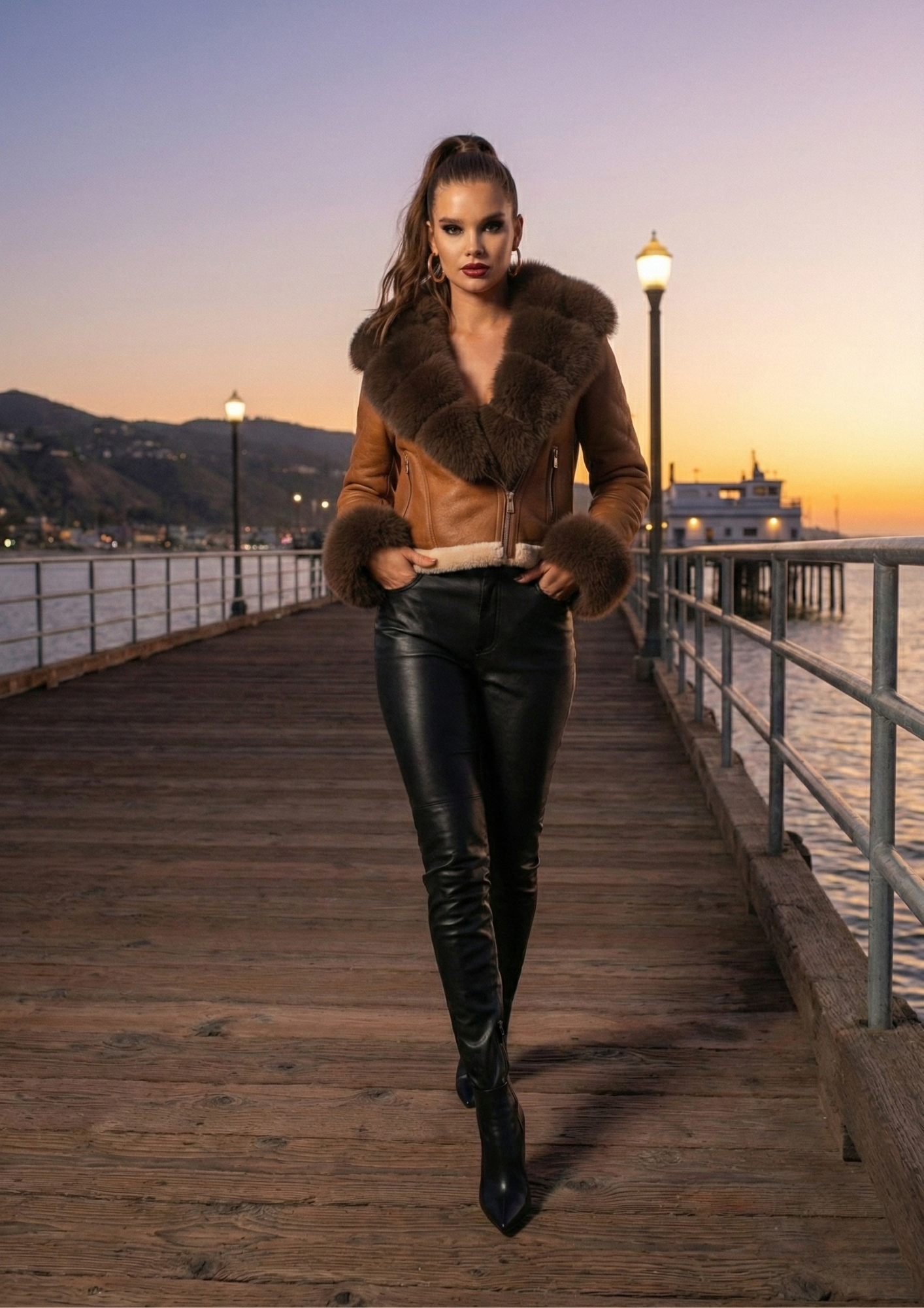 Women’s Cropped Real Fur Coat – Wide-Waisted High-Street Winter Statement