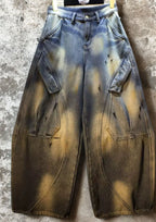 Women’s High-Street Straight-Leg Jeans – Vintage Wash Mid-Waist Denim
