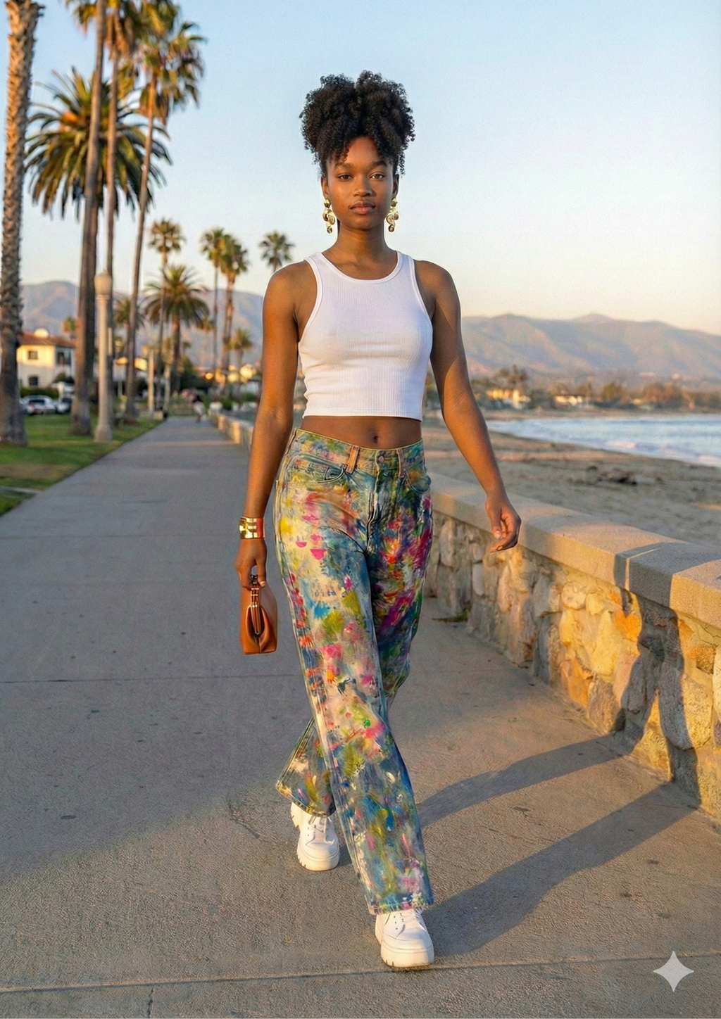 Women’s Loose Wide-Leg Jeans – Sand-Washed Street Denim Pants