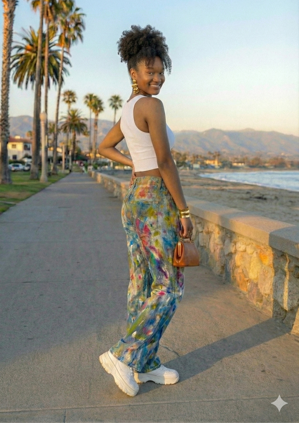 Women’s Loose Wide-Leg Jeans – Sand-Washed Street Denim Pants