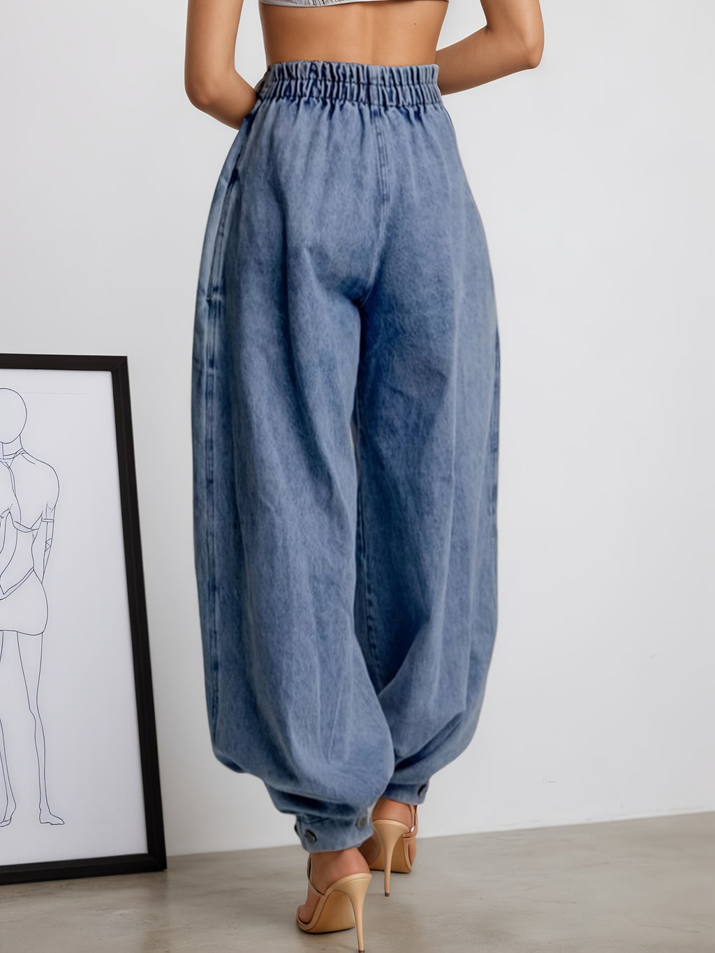 Women’s Vintage Harem Jogger Pants – High-Waist Layered Loose Trousers