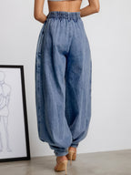 Women’s Vintage Harem Jogger Pants – High-Waist Layered Loose Trousers