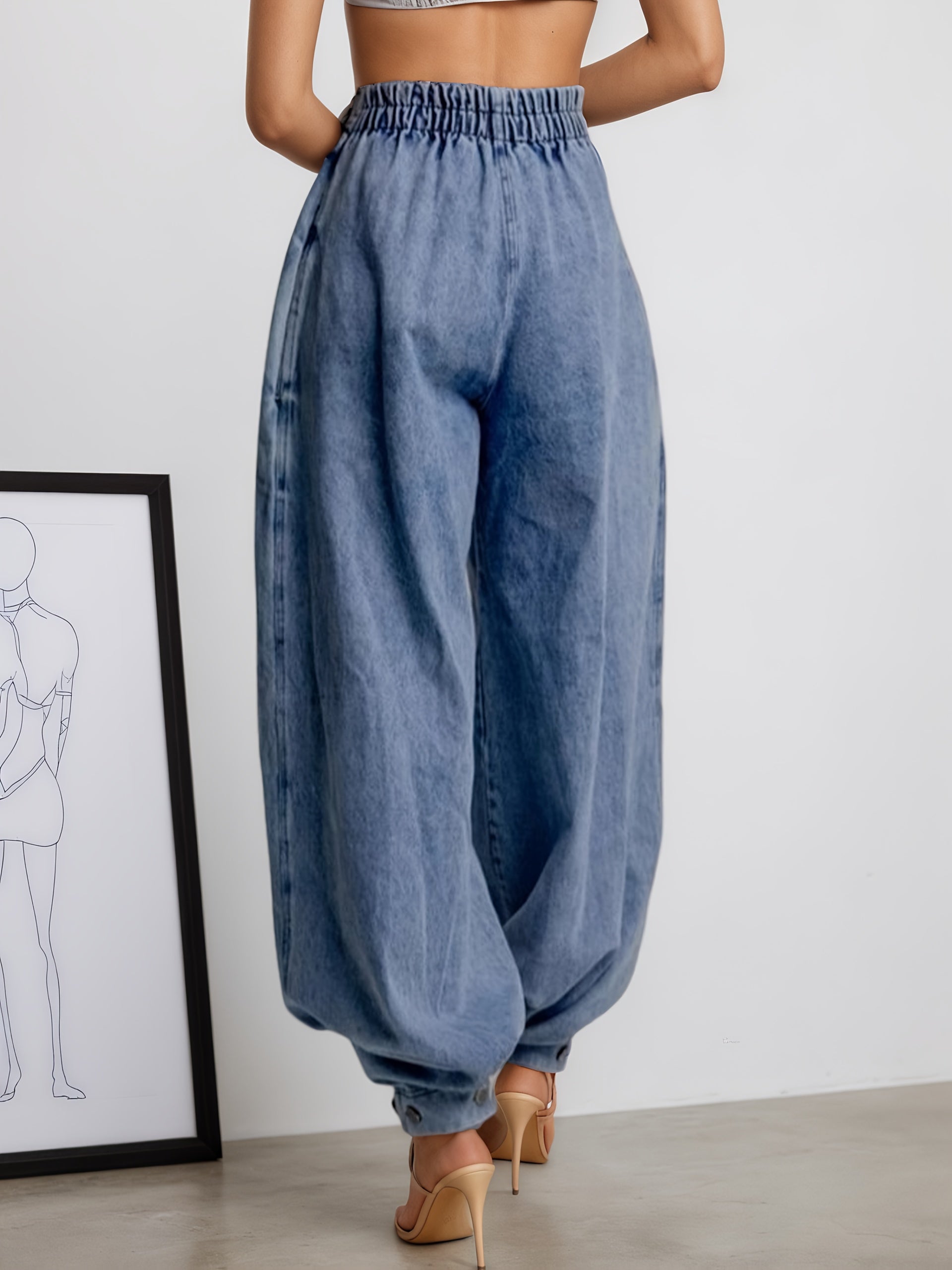 Women’s Vintage Harem Jogger Pants – High-Waist Layered Loose Trousers