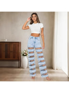 Women’s High-Waist Washed Wide-Leg Jeans – Casual Bootcut Denim Pants