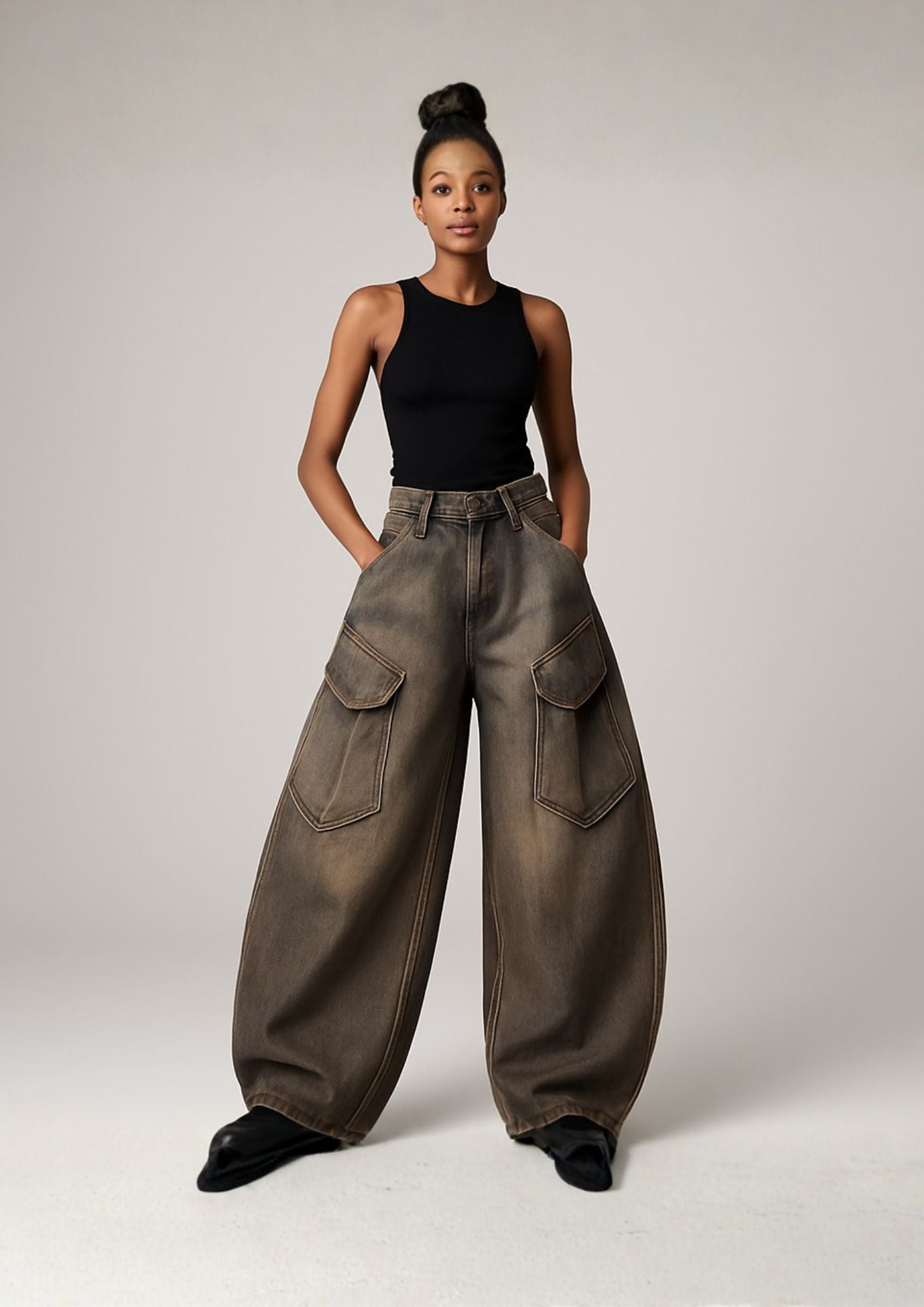 Women’s High-Street Straight-Leg Jeans – Vintage Wash Mid-Waist Denim