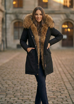 Women’s Hooded Winter Coat with Adjustable Waist – Wool Lined