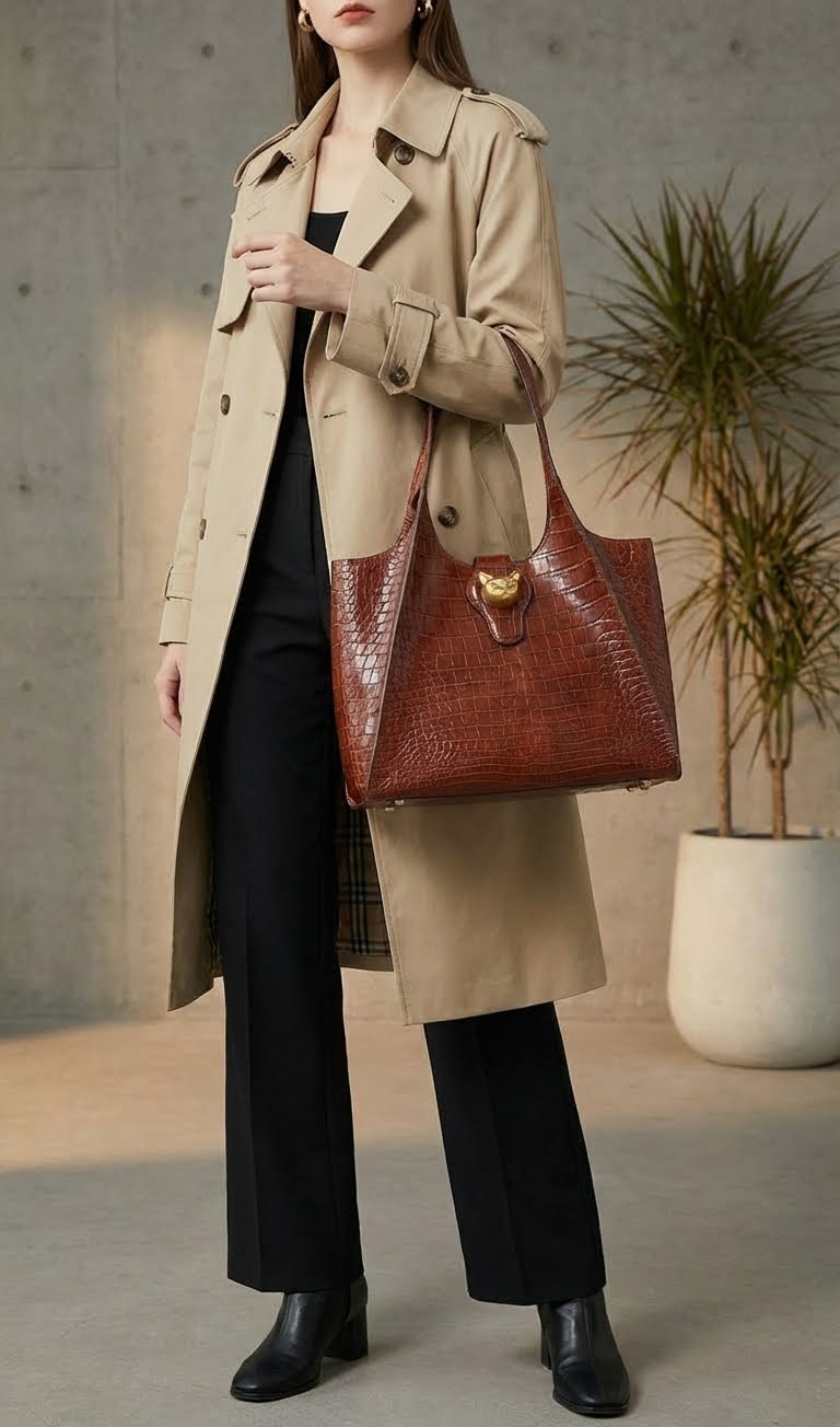 Genuine Leather Business Tote Bag – Structured Professional Handbag