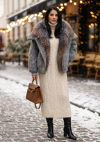 Women’s Real Fox Fur Down Jacket – Luxury Winter Office Coat