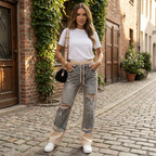 Women’s Casual Wide-Leg Pants – Patchwork Splicing