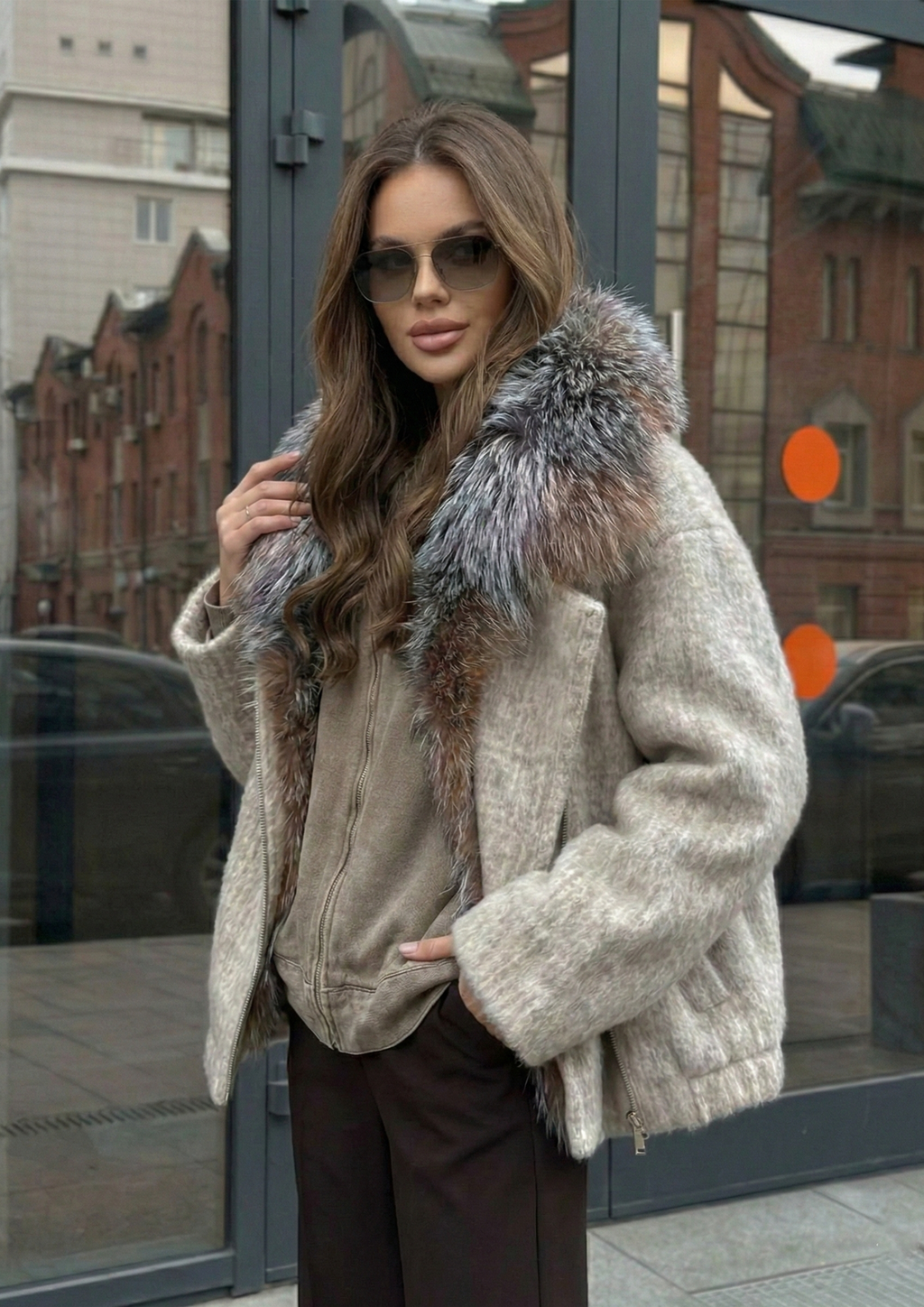 Women’s Real Fox Fur Down Jacket – Luxury Winter Office Coat