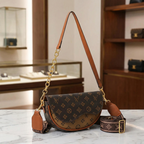 Women’s Square Saddle Shoulder Bag – Printed PU Crossbody