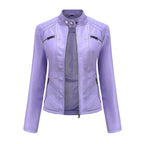 Women’s Lightweight Faux Leather Jacket – Casual Spring/Summer Outerwear