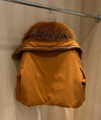 Women's White Duck Down Jacket with Fox Fur – Oversized Wide-Waist Winter Coat