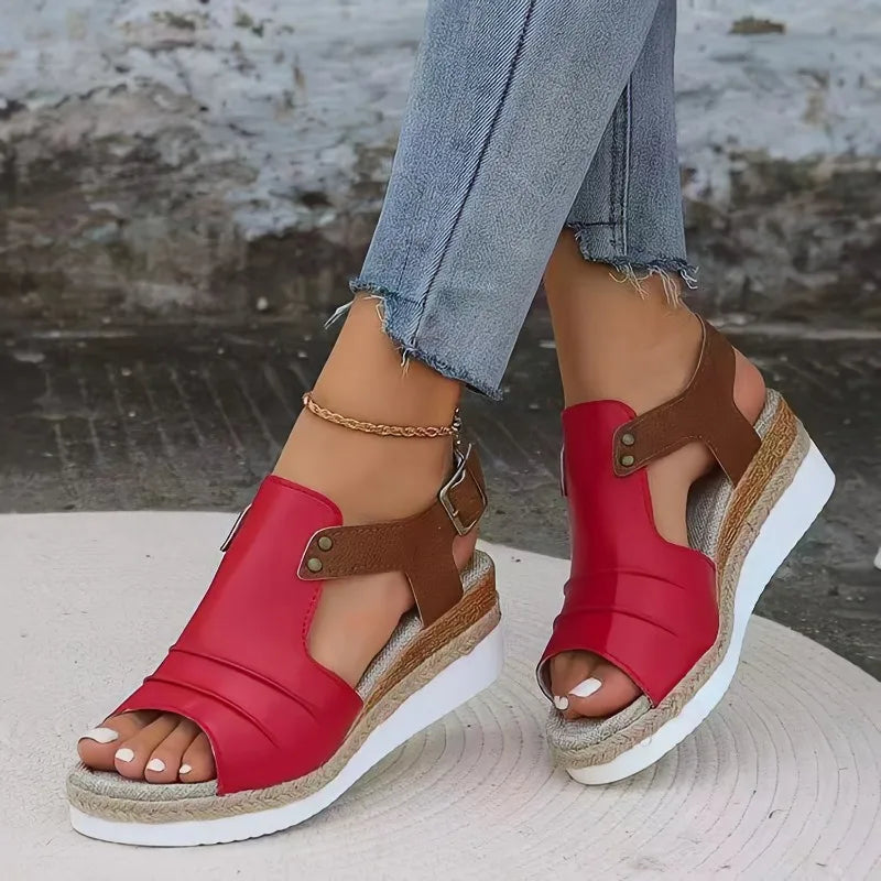 Casual Wedge Sandals – Slip-On Back Strap