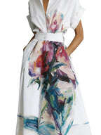 Printed A-Line Midi Dress – Loose Fit Collared Summer Dress