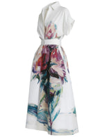 Printed A-Line Midi Dress – Loose Fit Collared Summer Dress