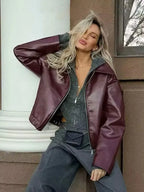 Women’s Vintage-Inspired Streetwear Jacket – Zip-Up Autumn/Winter Outerwear