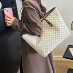 Women’s Geometric Casual Tote Bag – PU Shoulder Handbag