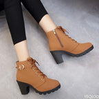 Women’s Pointed Toe Ankle Boots – High Square Heel