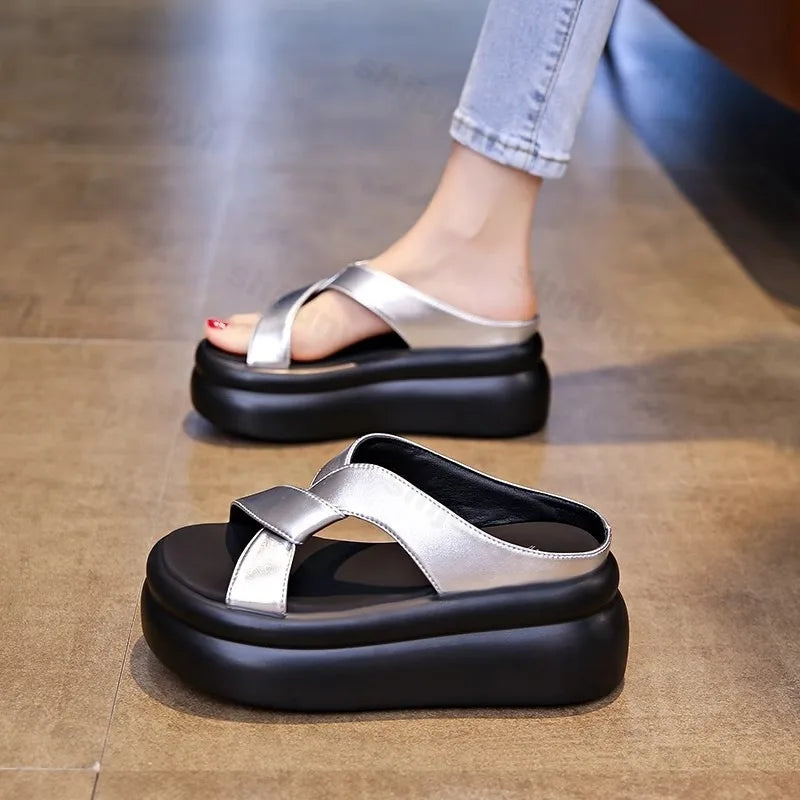 Women’s Casual Platform Slide Slippers – Comfortable Summer Outdoor Sandals