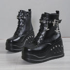 Women's Platform Wedge Ankle Boots – Lace-Up Winter Street Style