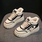 Women’s Winter Fur Lace-Up Shoes – Cozy Plush Comfort Sneakers
