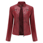 Women’s Lightweight Faux Leather Jacket – Casual Spring/Summer Outerwear