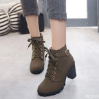 Women’s Pointed Toe Ankle Boots – High Square Heel