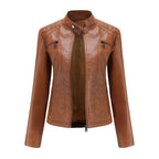 Women’s Lightweight Faux Leather Jacket – Casual Spring/Summer Outerwear